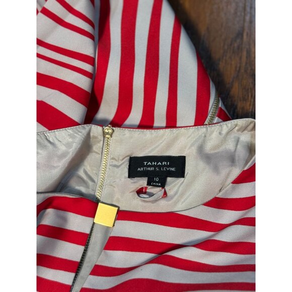 Tahari Arthur S. Levine Women’s Dress Size 10 Red White Geometric Print Career - Picture 7 of 10
